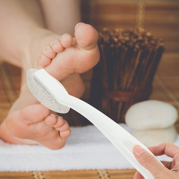 Toyandona Long Handled Pumice For Feet White ABS 1Set for Dead Skin Removal