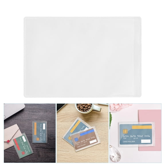 NUOLUX 56Pcs Transparent PVC Card Badge Holder Secure Card Protector for Business and School Use
