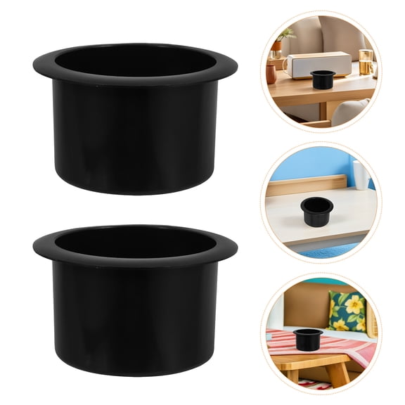 NUOLUX 5Pcs Sleek Black Plastic Cup Holder Insert for Couch Arm Sofa Recliner Boat Rv