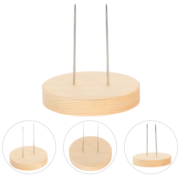 NUOLUX Doll Figure Stand Wooden Light Yellow 5Pcs 1.8x1.8x0.4In