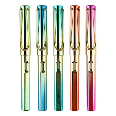 NUOLUX 5Pcs Students Practice Calligraphy Pen Portable Colored Fountain Pens with Ink Sacs