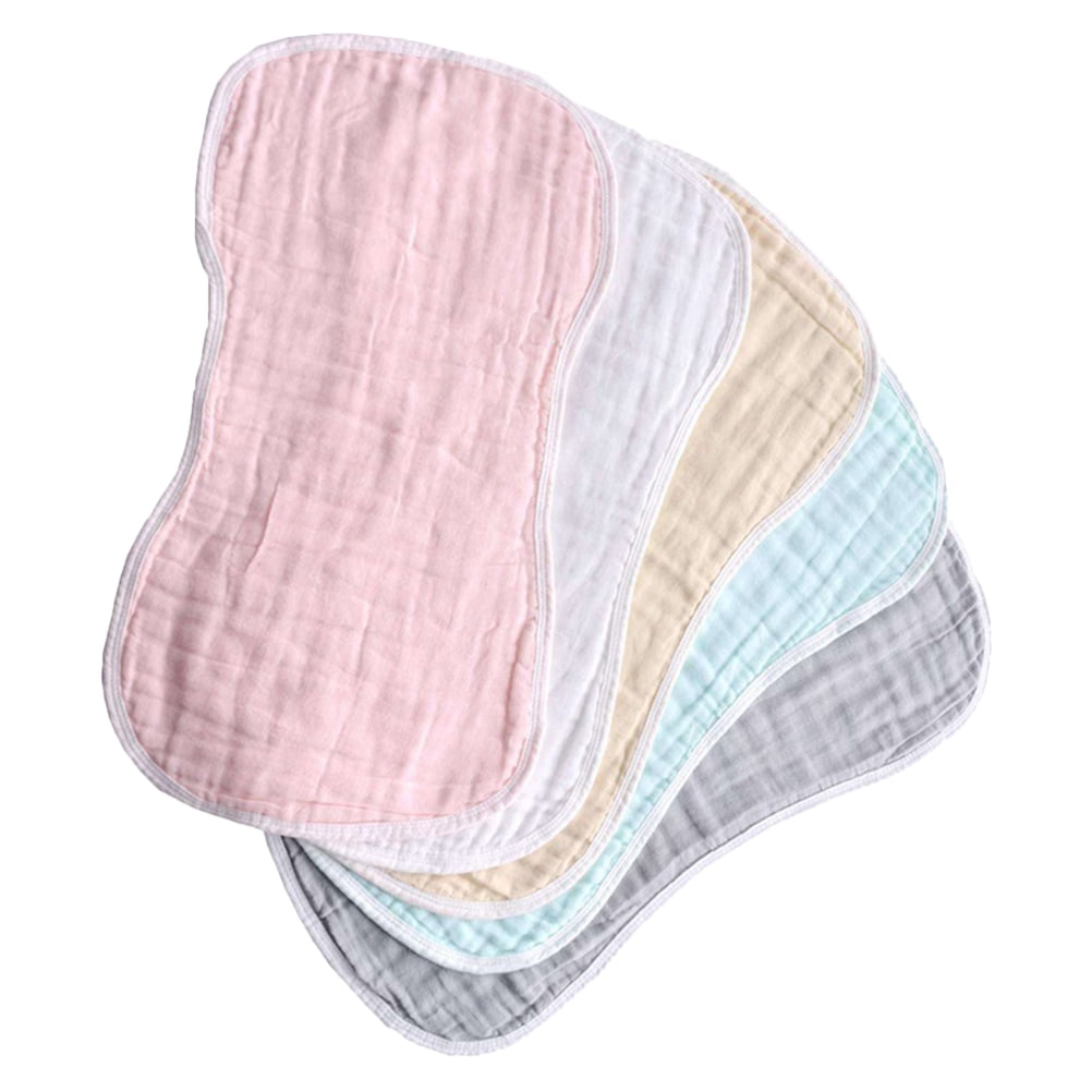 NUOLUX 5pcs Baby Cotton Burp Cloths Absorbent Baby Burp Rags Softer
