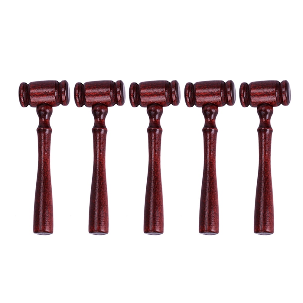 NUOLUX 5pcs Durable Judge Gavels Simple Wooden Hammer Plain Mallet Toys