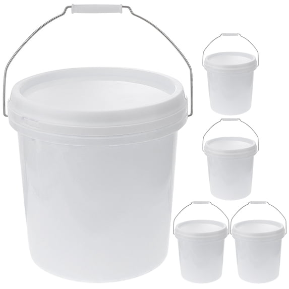 NUOLUX 5pcs Plastic Bucket With Handle Water Bucket Portable Lidded Bucket Wash Bucket for Farm 1L