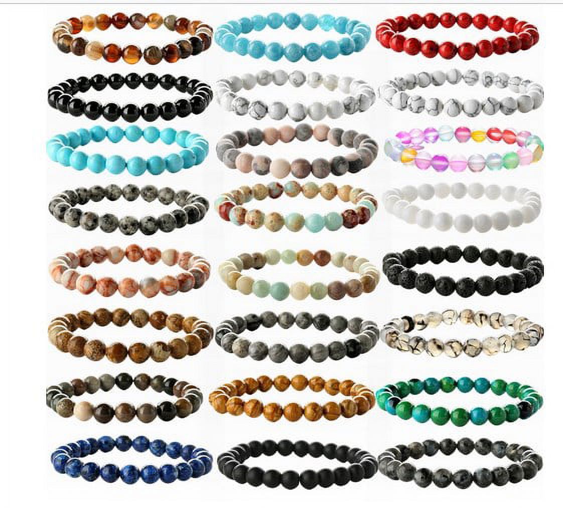 NUOLUX 5pcs Stone Beaded Bracelets Men Agate Gemstones Bracelets Beaded Bracelets for Men