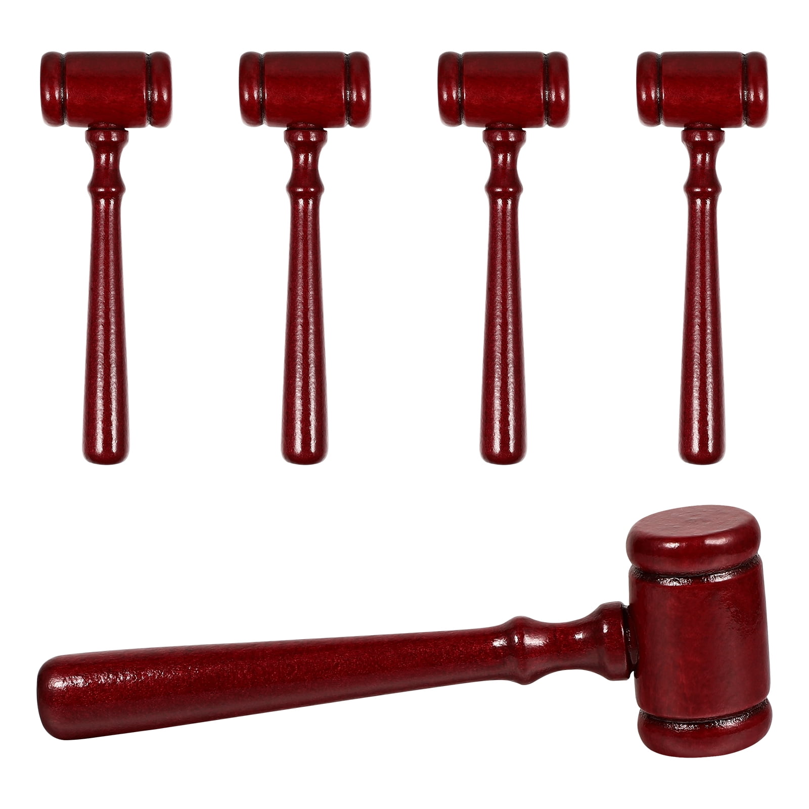 NUOLUX 5pcs Wooden Judge Gavels Small Auction Hammers Role Play Wooden