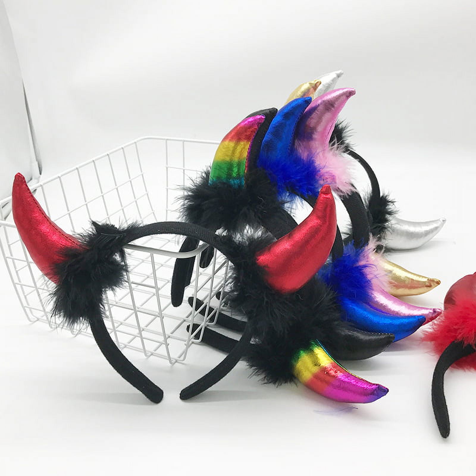 NUOLUX 6 pcs Halloween Ox Horn Headbands Decorative Horn Headband