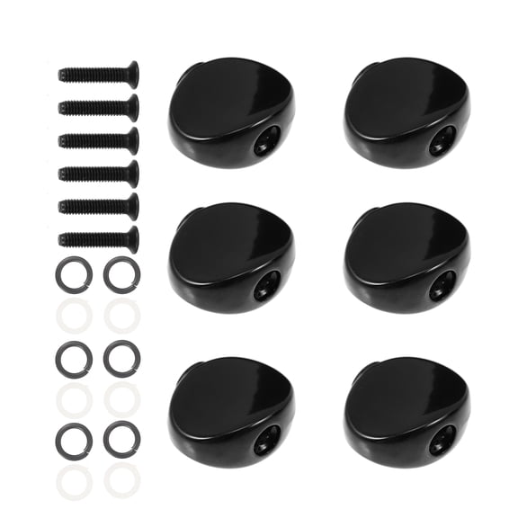 NUOLUX 6-Pack Black Metal Guitar Tuner Knobs Compatible with Acoustic and Electric Guitars, and Easy to Install