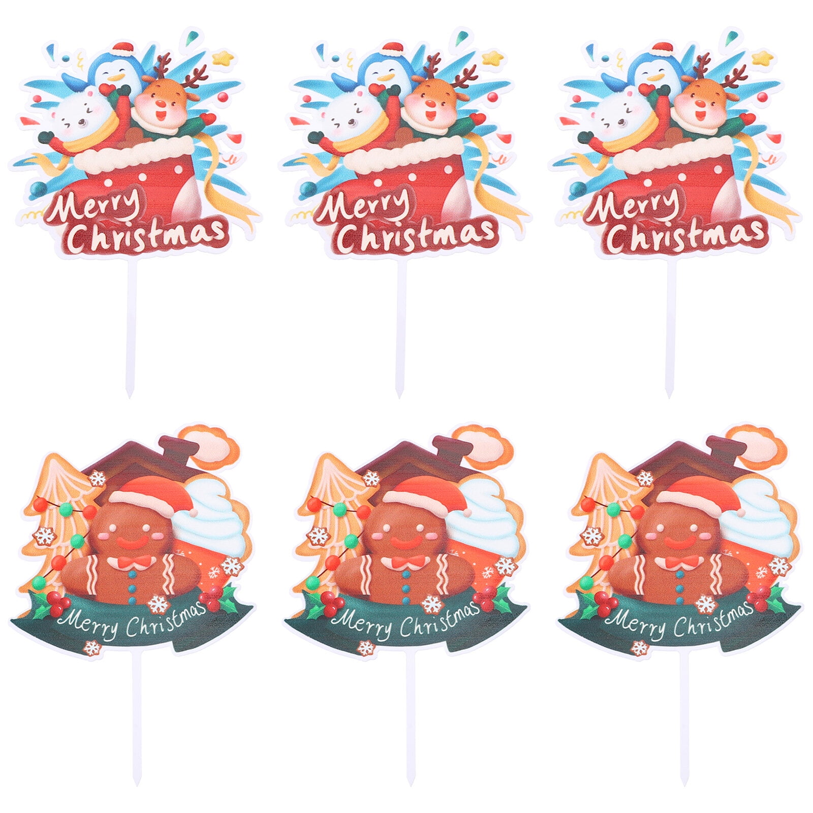 NUOLUX 6Pcs Christmas Cake Toppers Cake Insert Cards Cake Decorations nuolux-6pcs-christmas-cake-toppers-cake-insert-cards-cake-decorations