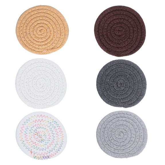 NUOLUX 6Pcs Cotton Rope Coasters Cotton Thread Coasters Anti-Scalding Cup Mats