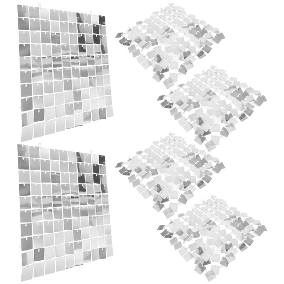 NUOLUX 6Pcs Plated Silver Disco Backdrop Wall Hanging Stylish Sequins Decorative Background