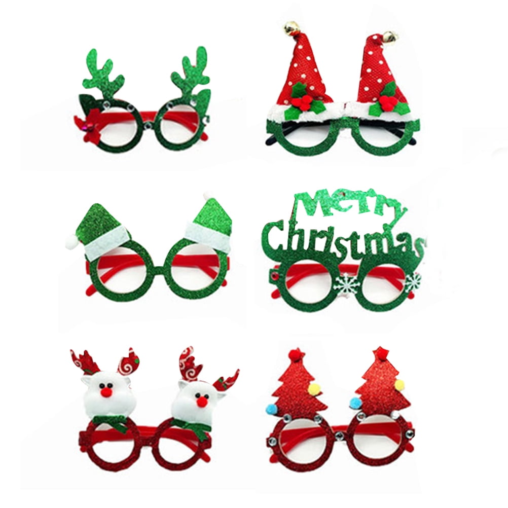 NUOLUX 6pcs Christmas Glasses Nonwovens Cartoon Funny Xmas Glasses for