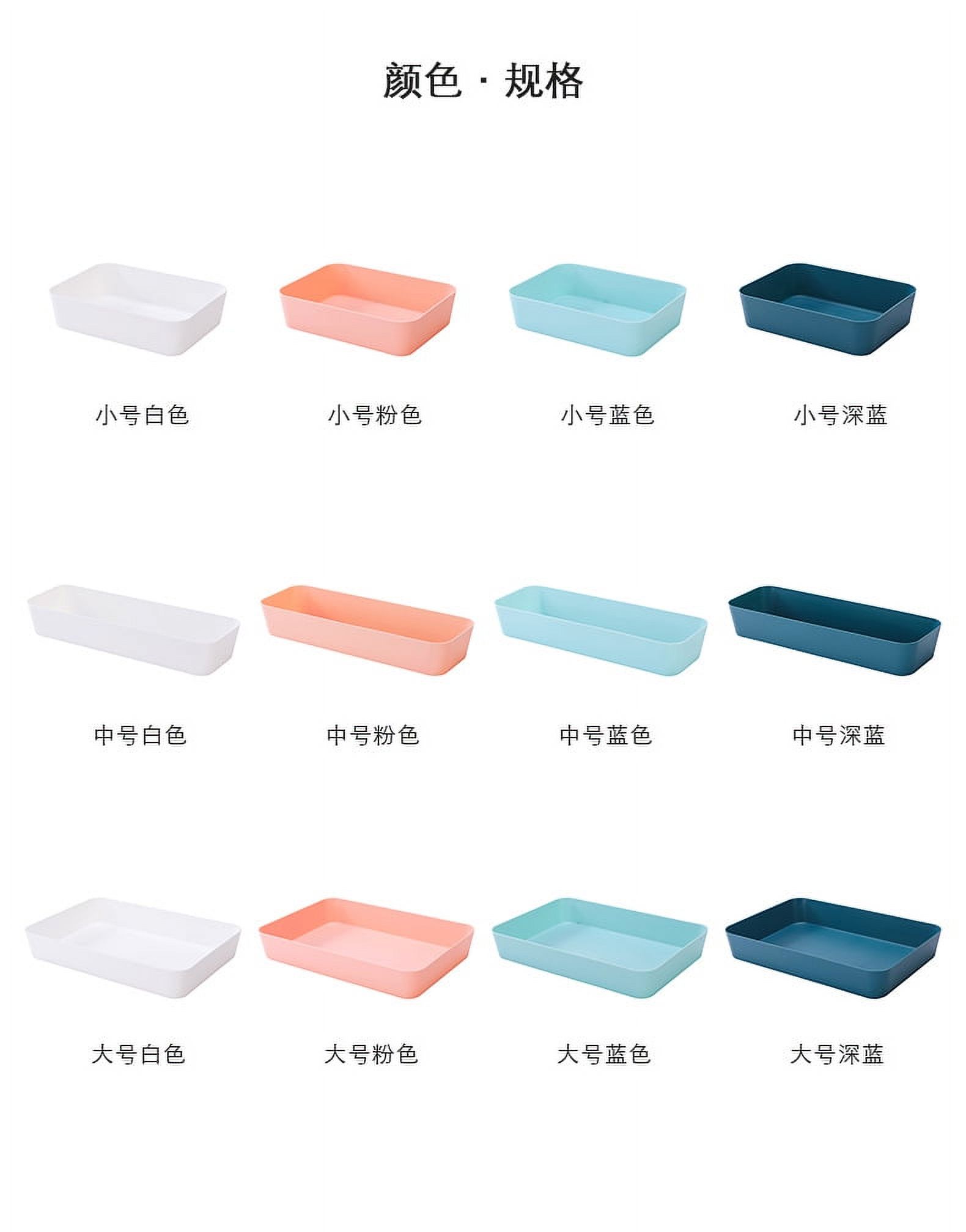 NUOLUX 6pcs Desk Drawer Organizing Boxes Plastic Dresser Drawer Organizers Bins Trays