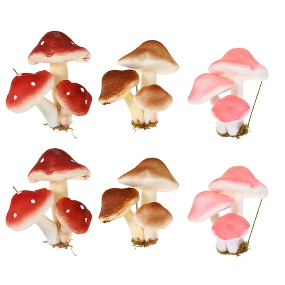 NUOLUX 6-Pack Foam Fake Mushroom Decorations for Scene Arrangement, Random Colors, Realistic Simulation Props