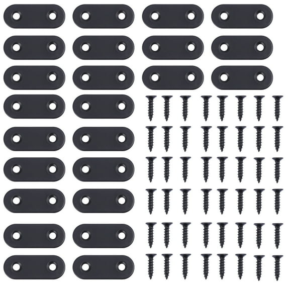 WORGEOUS Mending Joining Plates Stainless Steel Black Wood Household Items 72Pcs 1.6x0.8in