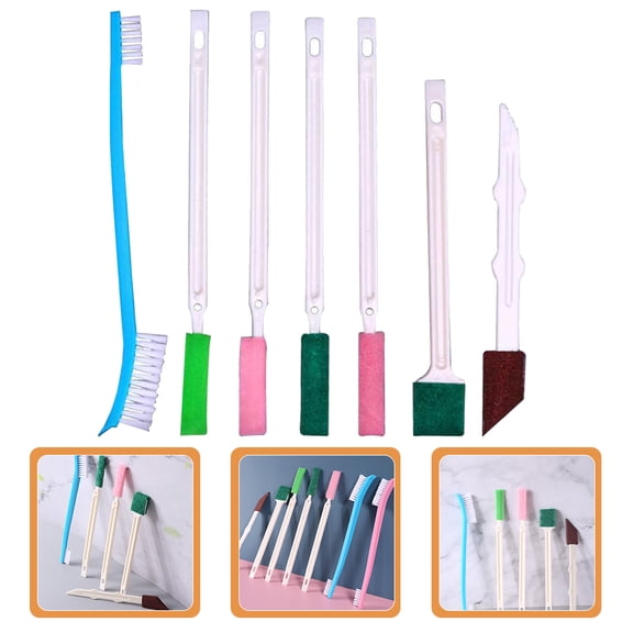 Toyandona Assorted Color Crevice Brush Set PP Plastic for Bathroom 7Pcs