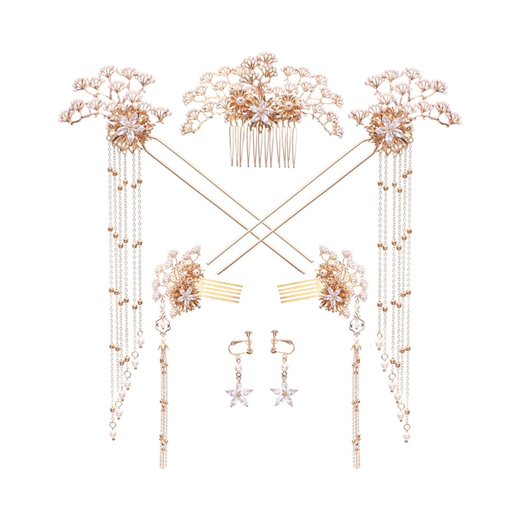 NUOLUX 7pcs Vintage Hair Sticks Set Hanfu Tassel Hair Stick Chinese