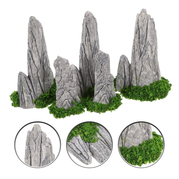 NUOLUX 8 Pieces Mini Rockery Ornaments Resin Tiny Landscape Decorations for Sand Table and Landscape Garden