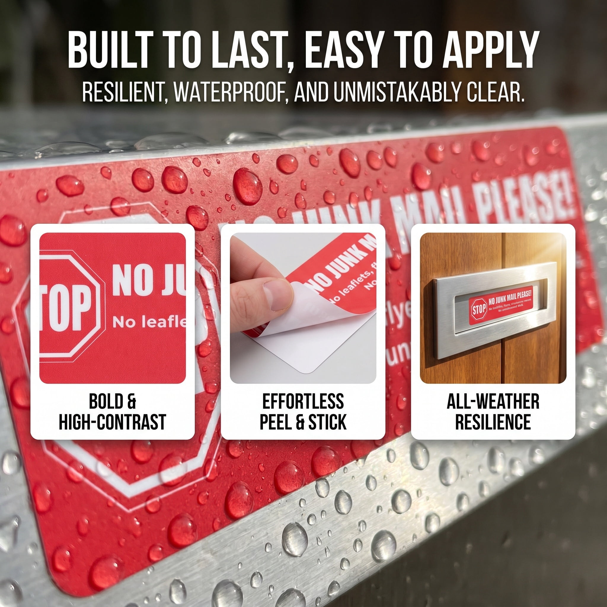 NUOLUX 8Pcs Red Mailbox Label No Junk Mail Sticker Weatherproof Self ...