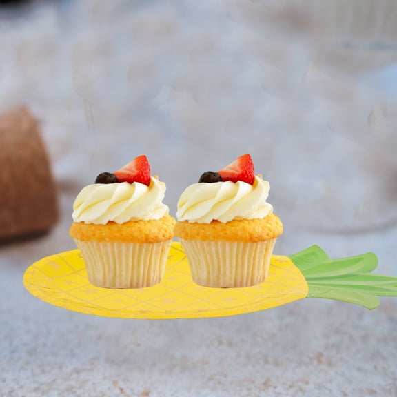NUOLUX Disposable Pineapple Paper Plates for Party, Hawaiian Luau Dinnerware, Birthday and Celebration Tableware