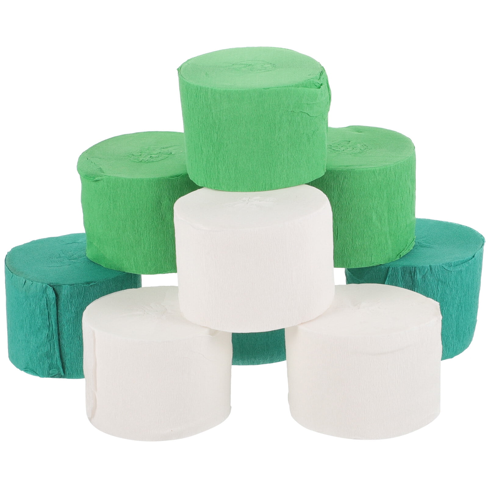 NUOLUX 9 Rolls Green and White Crepe Paper Streamers Jungle Theme Paper Garland Streamer
