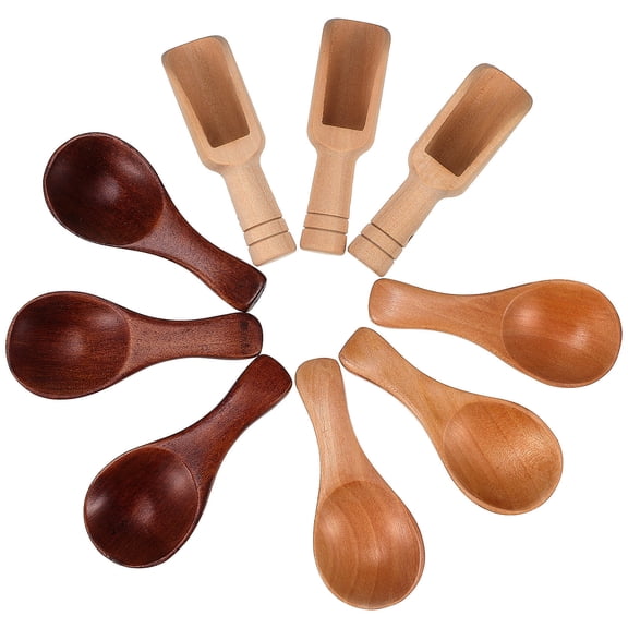 NUOLUX 9Pcs Wooden Spoons Simple Design Assorted Color Compact Lightweight for Kitchen Utensil