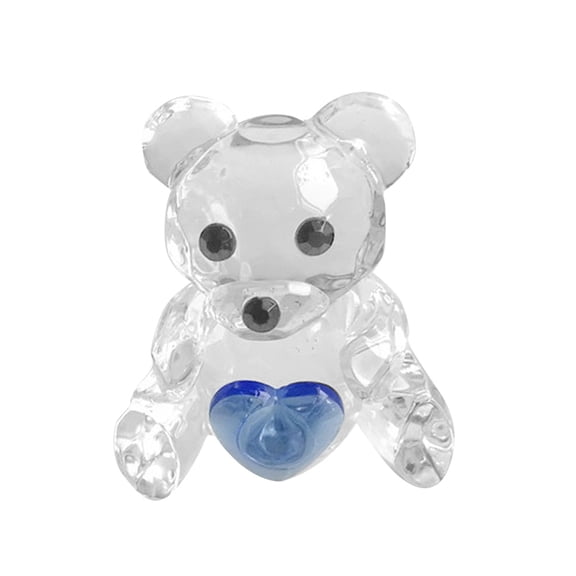 Tineasur 1Pc Blue Crystal Bear Sculpture Heart Figurine for Home Decor Birthday Gift