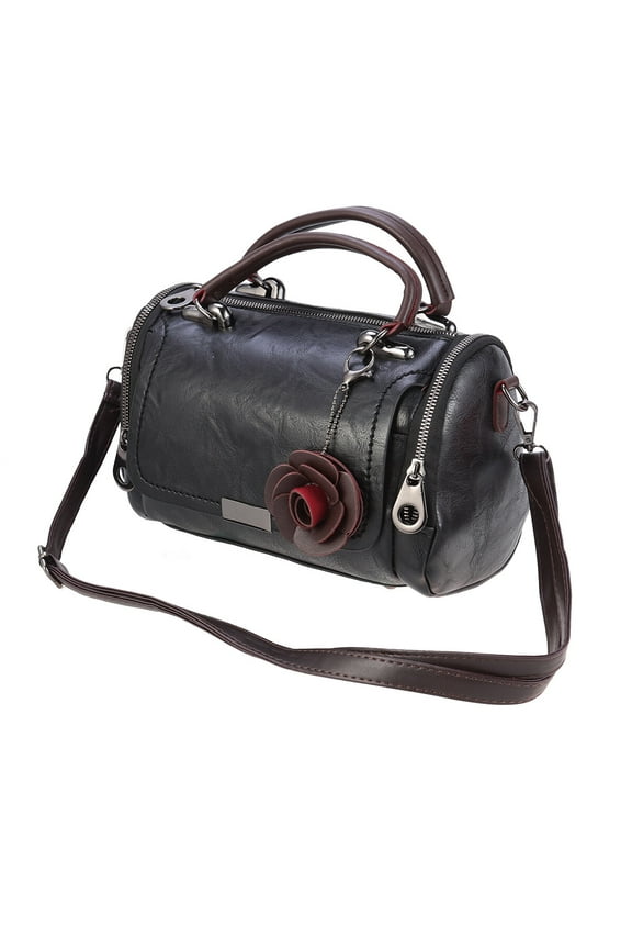 Fashionable Black Woman Pillow Handbag with Dual Handle and Shoulder Strap