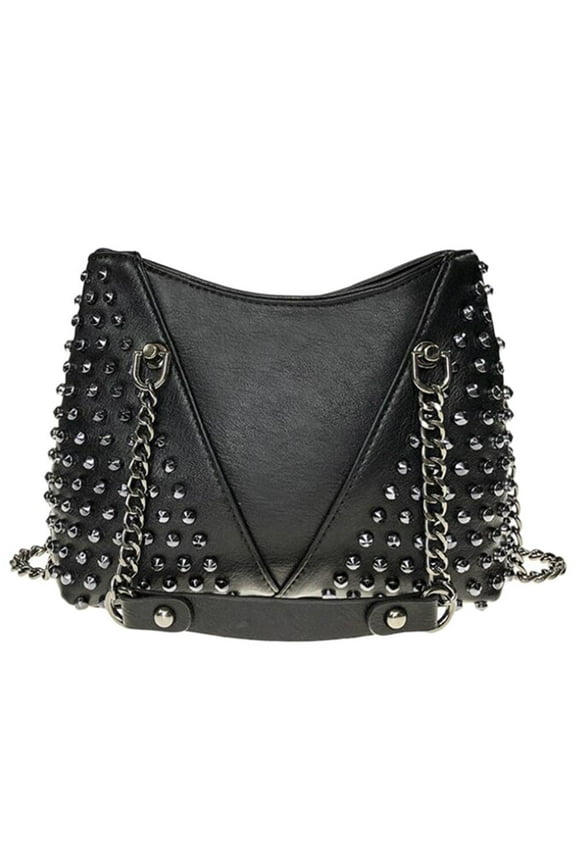 Bag Shoulder Crossbody Purse Leather Rivet Bags Black Handbag Clutch Chain Studded Punk Tote Bling Rivets Mini Pu