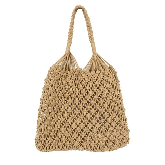 CATIEBYE Beach Tote Bag Knitted Cotton Rope Outdoor Picnic Fashion Lovers 1Pack