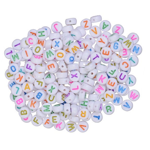 NUOLUX Beads Letter Beads Alphabetbracelets Rainbow Colored Bracelet Neon Loose Perforated