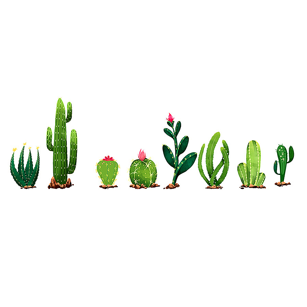 NUOLUX Beautiful Cactus Wall Sticker Creative Wall Paste Decal