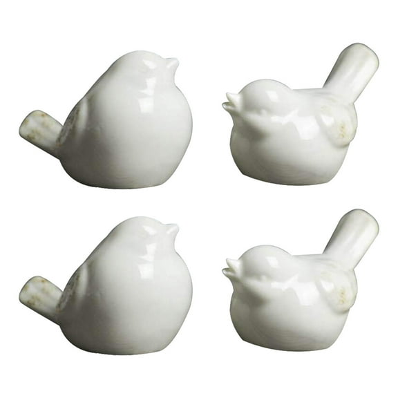 Tineasur Small Porcelain Bird Bird Outdoor Decor White 4Pcs