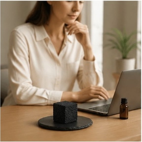 NUOLUX Black Lava Stone Diffuser Modern Decorative Cube Natural Stone for Home and Office