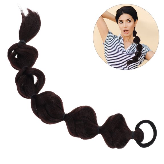 NUOLUX Braided Bubble Ponytail Hair Extension Dark Brown Synthetic Wig Easy to Use Stylish Hair Accessory