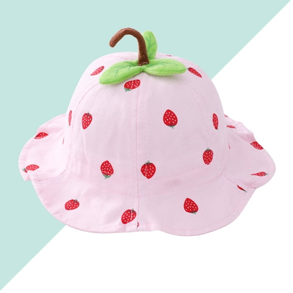 NUOLUX Breathable Sun Hat Outdoor UV Protection Summer Strawberry Fisherman Hat Beach Sun Protection for Baby (Pink)