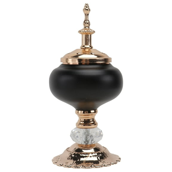Tineasur Black Metal Incense Burner for Office Use with Elegant Decorative Details