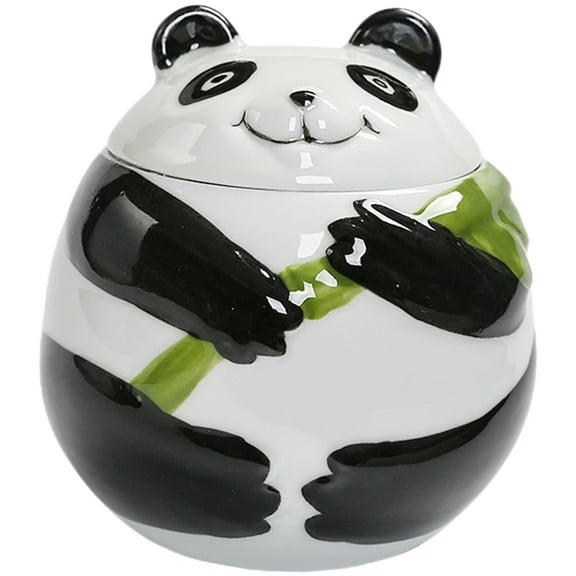 CATIEBYE Cute Panda Ceramic Jar with Sealed Lid for Tea Sugar Storage, Home Kitchen Decoration, 1 Piece