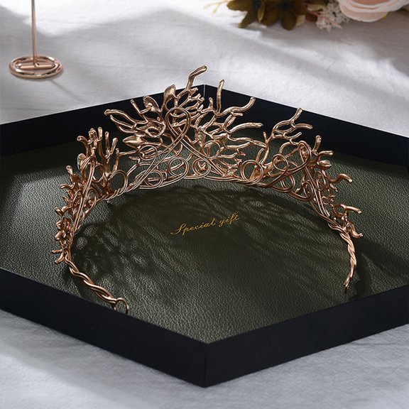 NUOLUX Chic Vintage Alloy Wedding Crown Bridal Tiara with Golden Rhinestone Detail