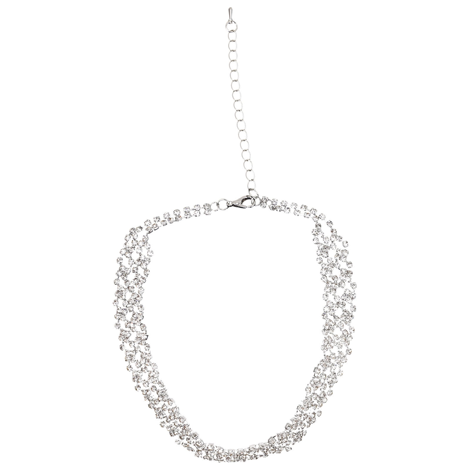 NUOLUX Choker Rhinestone Necklace Bling Set Silver Diamond Crystal