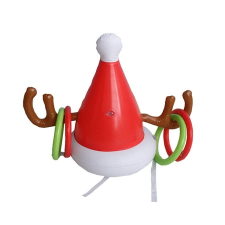 NUOLUX Christmas Antler Hat Ring Toss Game PVC Toss Game Inflatable Toss Ring Toys