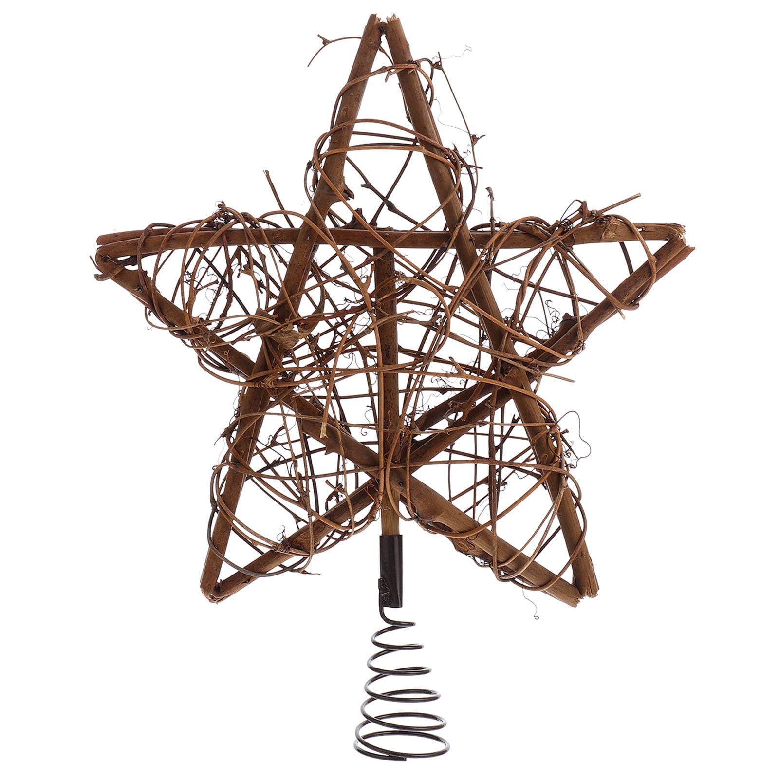 NUOLUX Christmas Rattan Star Treetop with Spring Support Xmas Tree