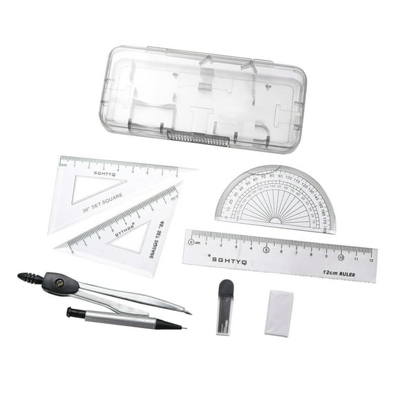 WEAVILUX Ruler Pencil Geometry Drawing Tool Metal 1 Set