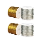 NUOLUX Cord Metallic Gold String Elastic Craft Beading Wedding Stretch Twisted Wire Gift Wrapping Thread Tinsel Cords Silver