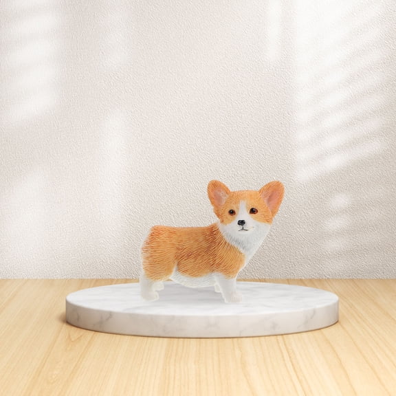 NUOLUX Corgi Adornment Orange Resin Corgi Sculpture Toy present Home 2Pcs