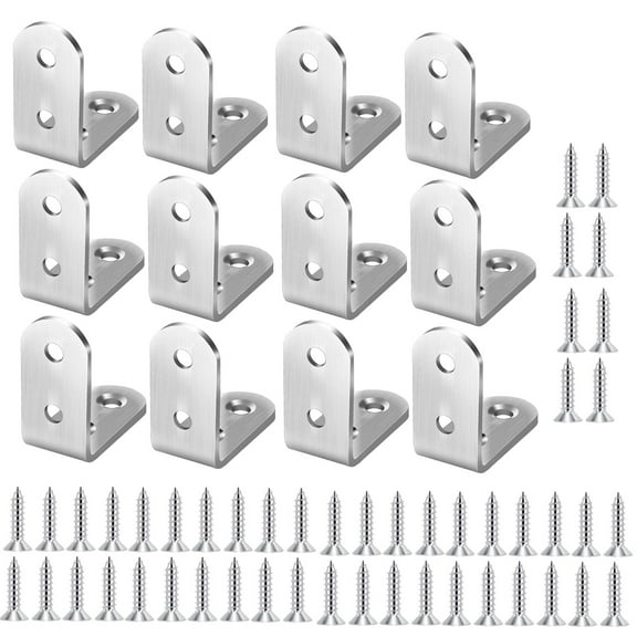 Tineasur 12Pcs Plated Furniture Brackets for Chair Stability and Fixed Hardware Support