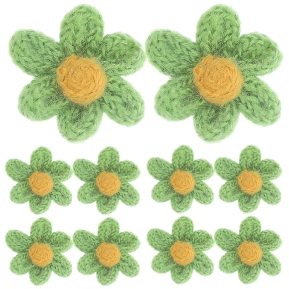 NUOLUX Green Woolen Yarn Flower Patches for Decoration Nuolux 10Pcs