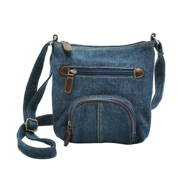 NUOLUX Denim Crossbody Bag Shoulder Bag Casual Front Pocket Handbag for Women ( Blue)