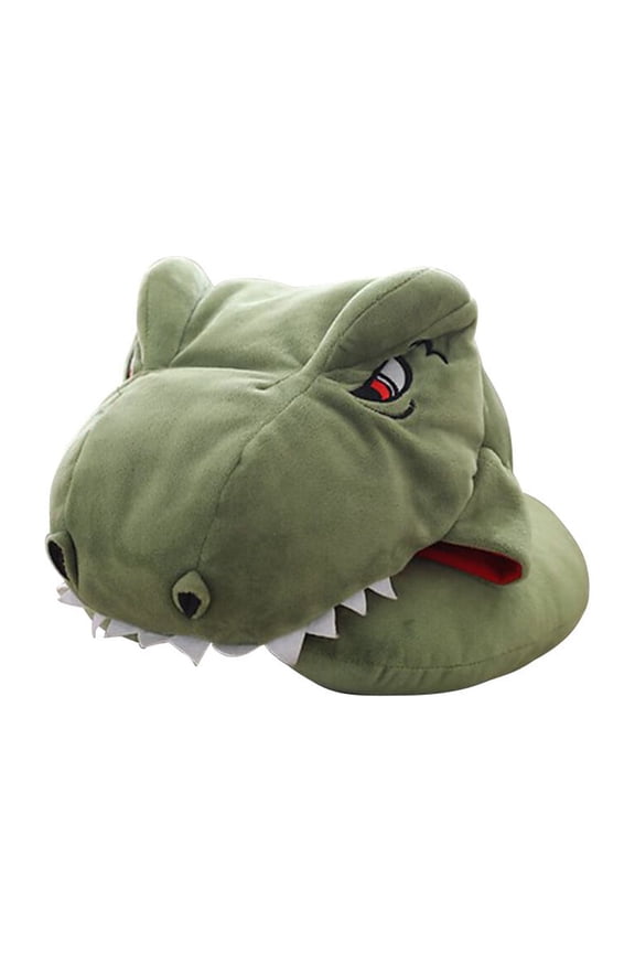 Travel Dinosaur Neck Pillow with Hood in Green - Comfortable Support for Sleeping, Travel, and Relaxation