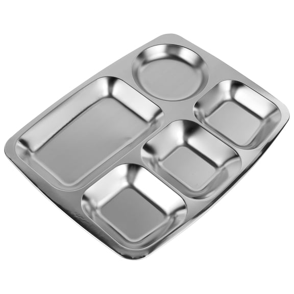 NUOLUX Stainless Steel Deep Divided Dinner Plate 201 Cafeteria Food Service 1pc